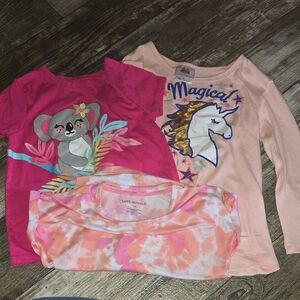 Girls' Graphic T-Shirts Set - Koala, Unicorn, Tie-Dye 4T
